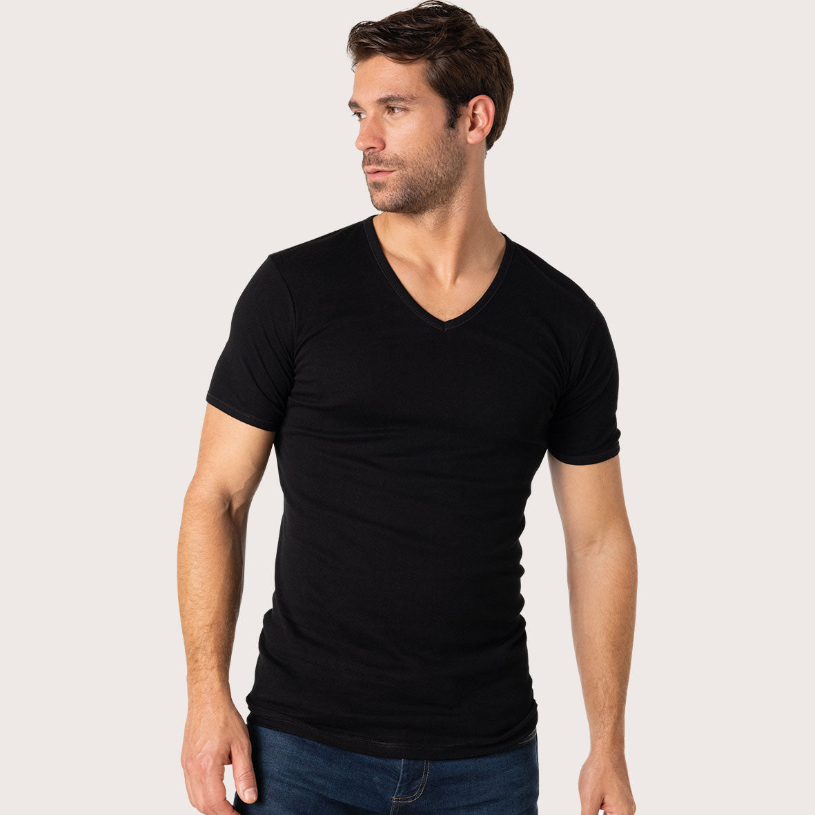 Tee-shirt col V Pur coton Premium Eminence