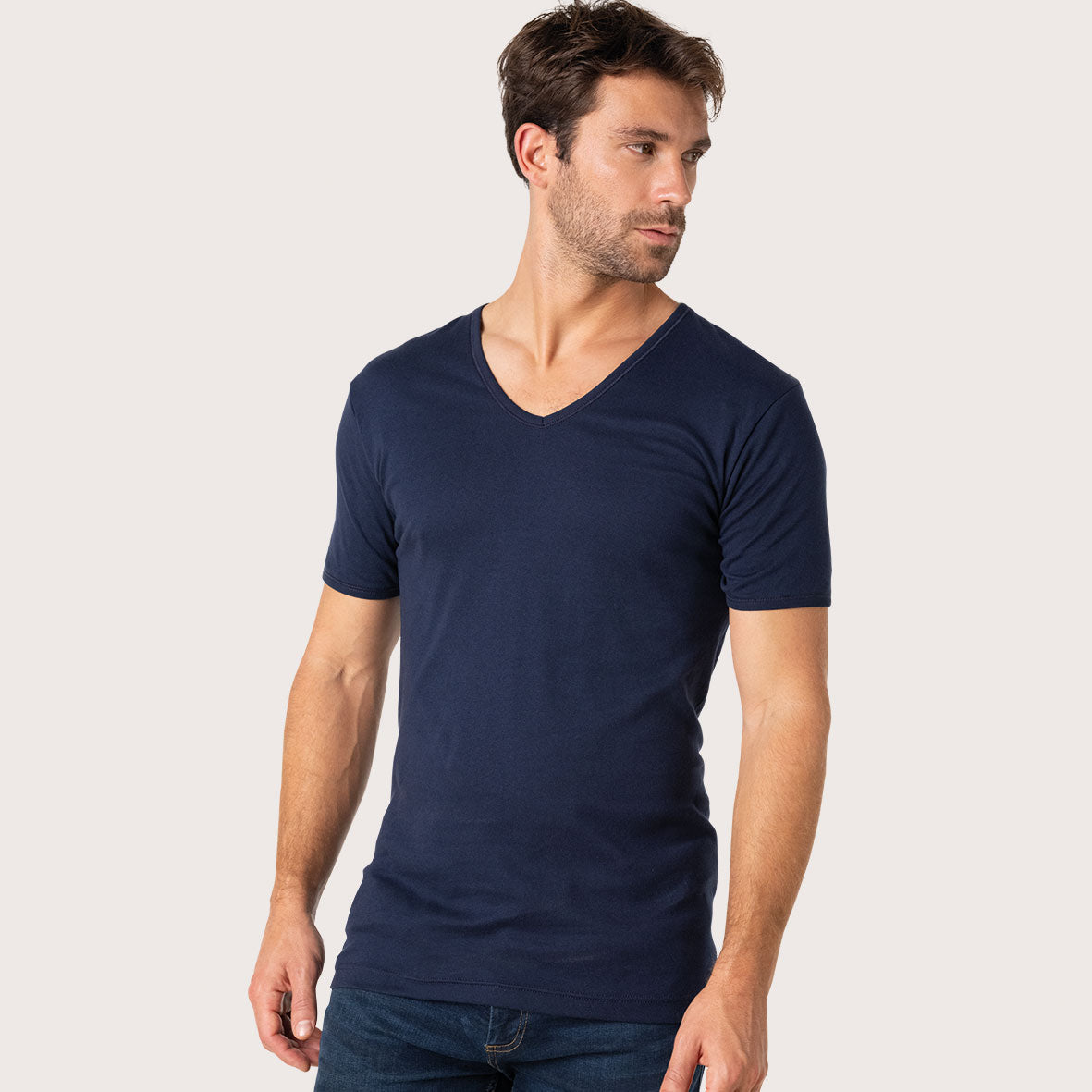 Tee-shirt col V Pur coton Premium Eminence