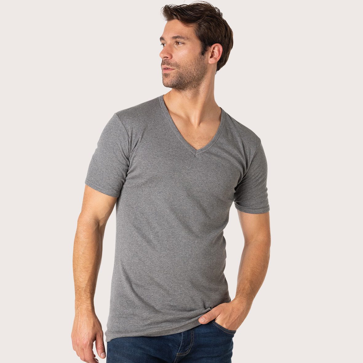 Tee-shirt col V Pur coton Premium Eminence