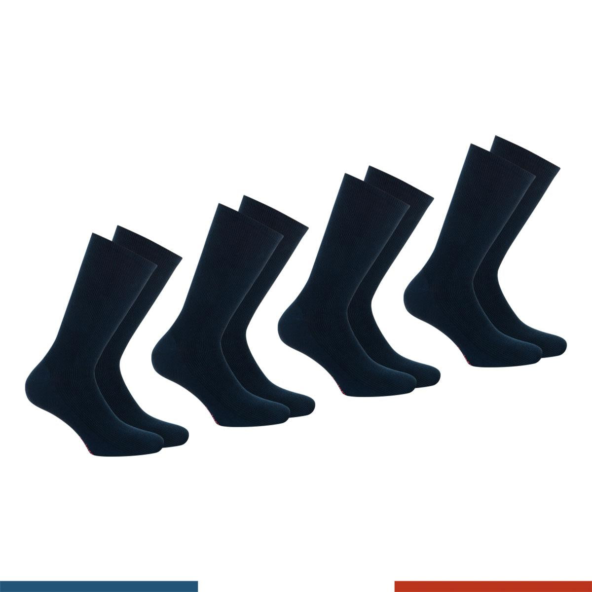 Lot de 4 paires de chaussettes mi-hautes Coton Peigné homme Fait en France Eminence