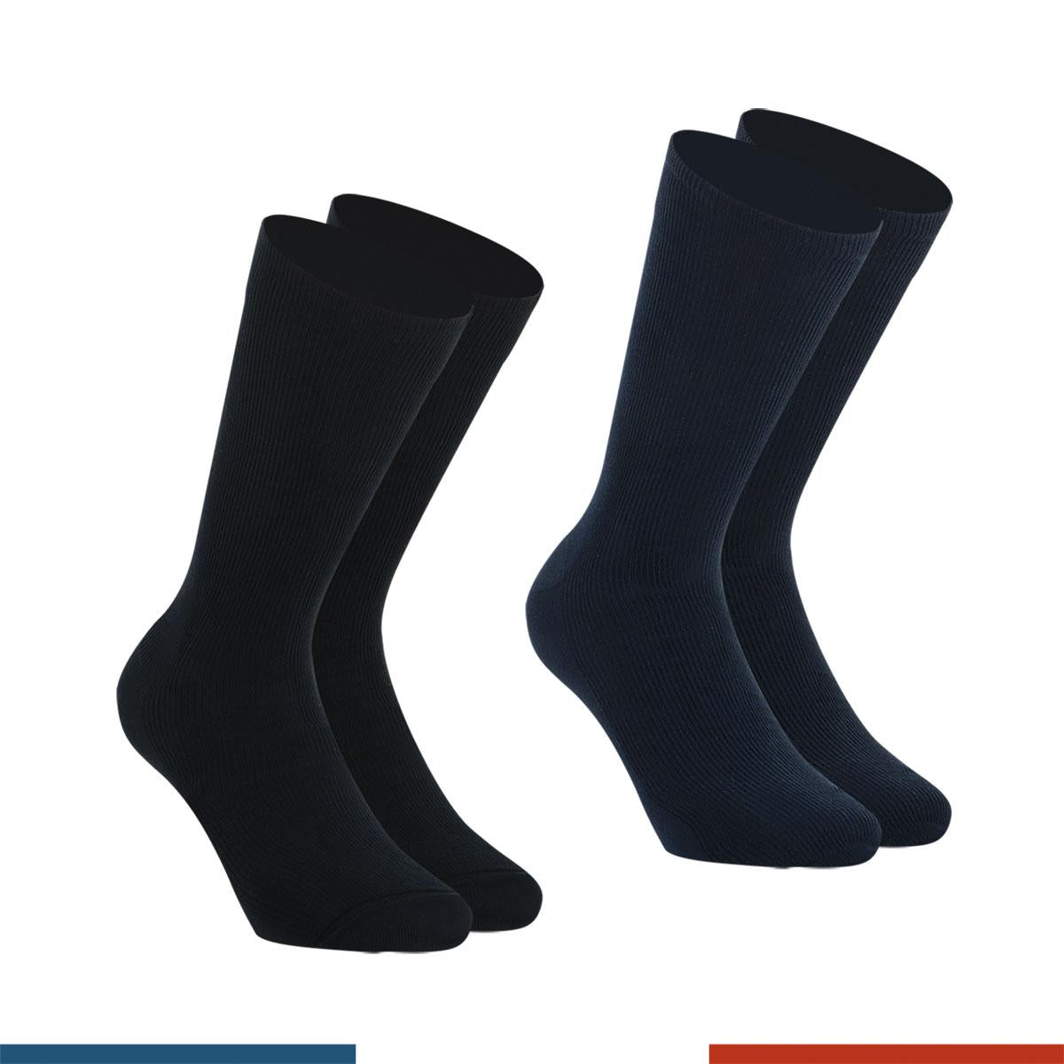 Lot de 2 paires de chaussettes mi-hautes Coton Peigné homme Fait en France Eminence